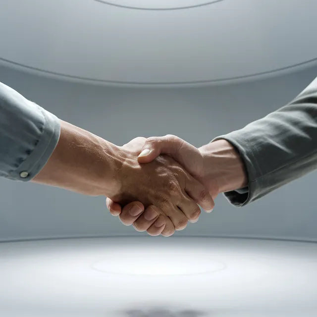 Photobooth huren voor zakelijke events: handdruk als symbool voor samenwerking en partnership.